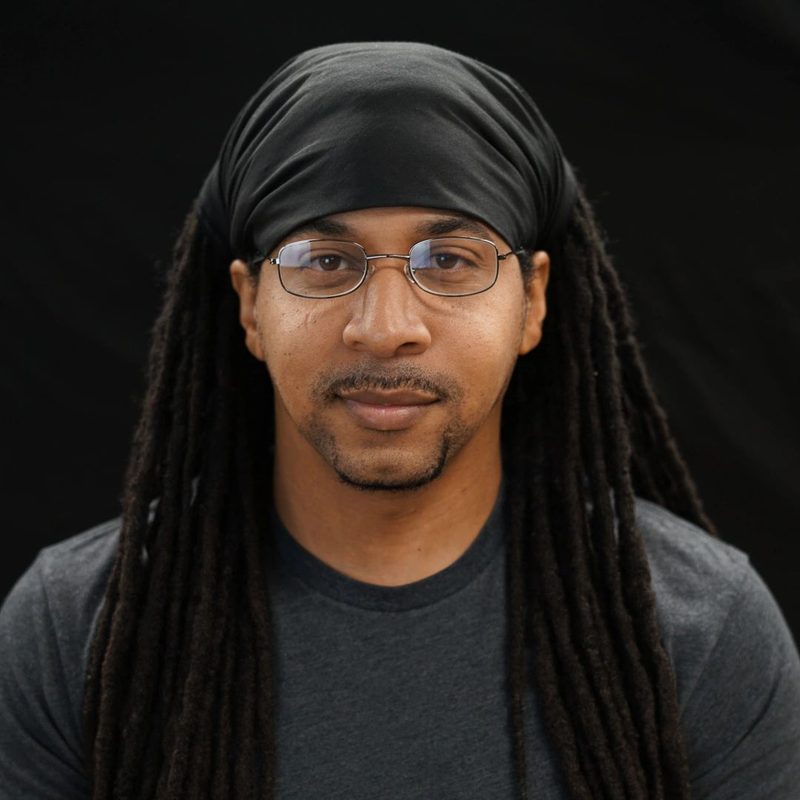 Meguel, photographed on the shop’s black backdrop.